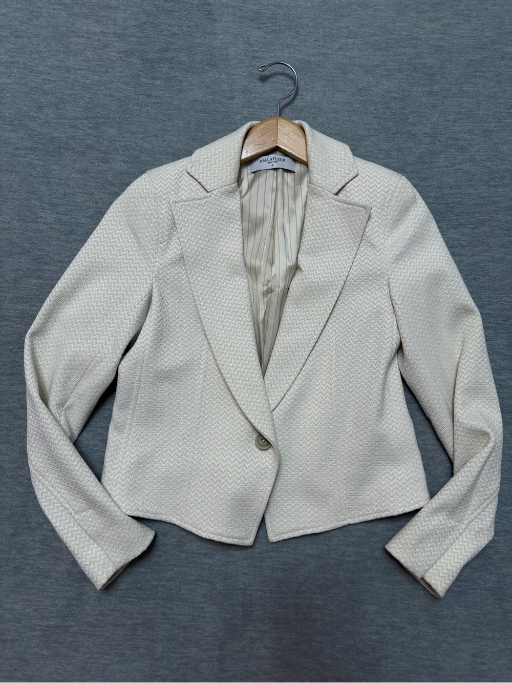 MM La Fleur sz 0 herringbone blazer jacket ivory lafleur